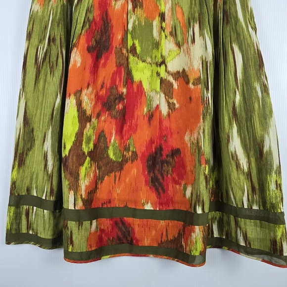 Talbots Vibrant Multicolor Skirt Cotton/Silk Blend Orange Green Yellow Size 8P - Picture 4 of 11